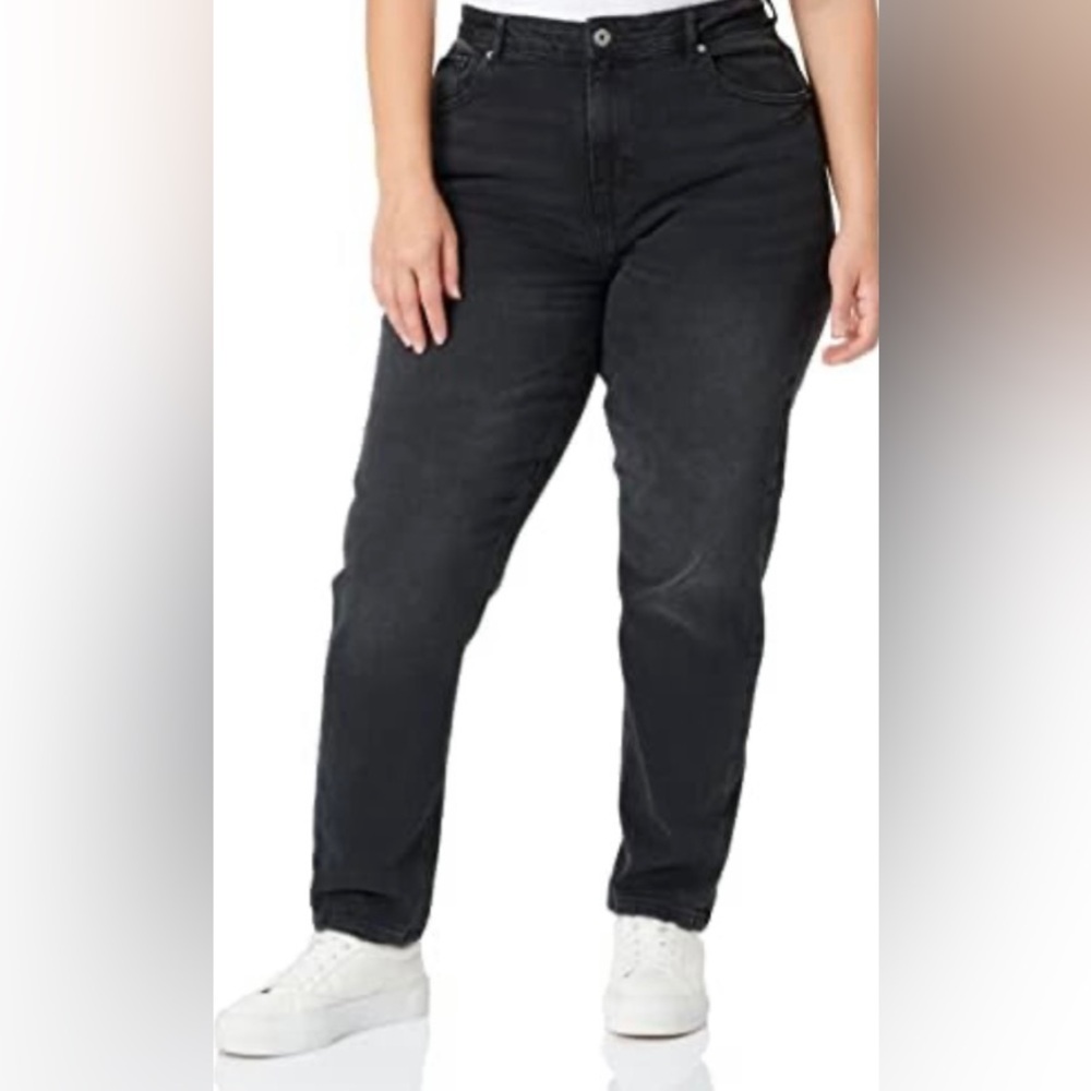 Only Carmakoma Cateneda HW mom ankle jeans Women's black wash W52-NWT